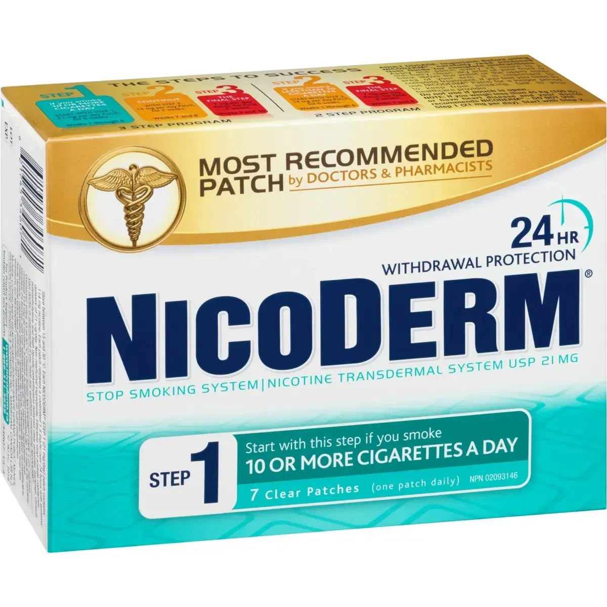 Nicoderm Stop Smoking System, STEP 1, 7 clear patches (one patch daily) 21 mg/day product detail