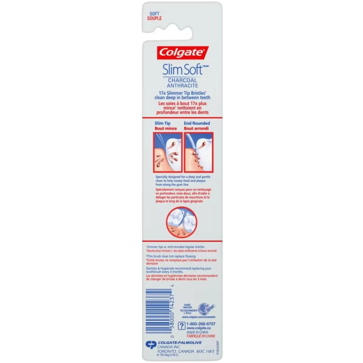 Colgate Slim Soft Charcoal Toothbrush 17x Slimmer Tip Soft Bristles - 2 Count product detail