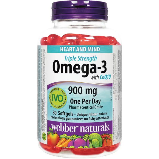 Webber Omega-3 with CoQ10 Triple Strength 900 mg front package