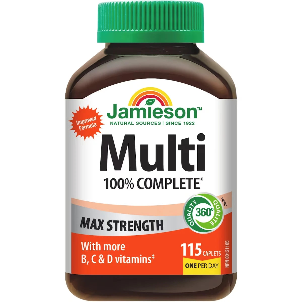 Jamieson 100% Complete Multivitamin Max Strength 115 ct 115 count front package