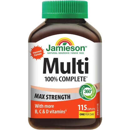 Jamieson 100% Complete Multivitamin Max Strength 115 ct 115 count front package