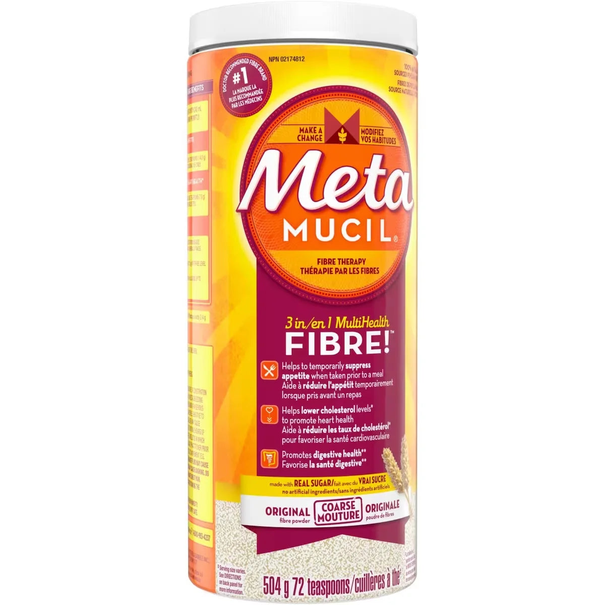 Metamucil 3 in 1 MultiHealth Fibre! Fiber Supplement Powder, Original, 504 g product detail