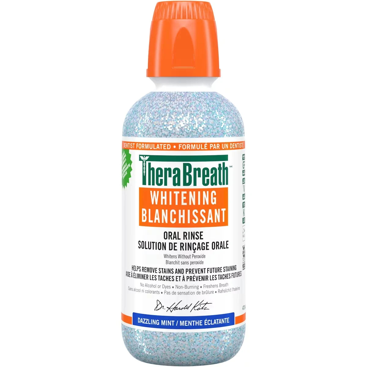 TheraBreath Whitening Oral Rinse - Dazzling Mint front package