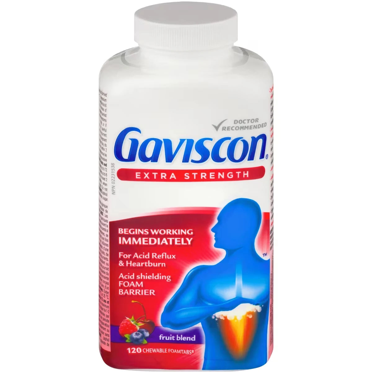 Gaviscon Extra Strength Chewable Foamtabs Fruit Blend front package
