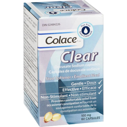 Colace Docusate Sodium Capsules Stool Softener Clear product detail