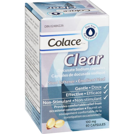Colace Docusate Sodium Capsules Stool Softener Clear product detail