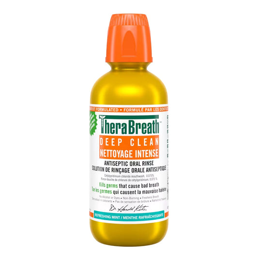 TheraBreath Deep Clean Antiseptic Oral Rinse Refreshing Mint front package