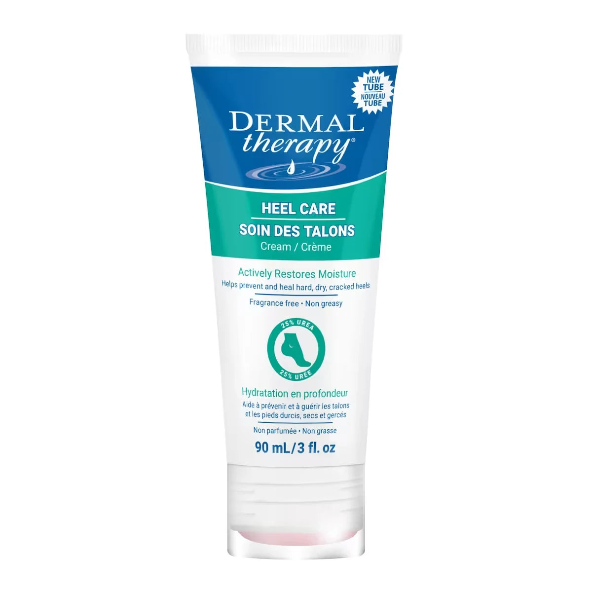 Dermal Therapy Heel Care Cream, Deep Penetrating, Actively Restores Moisture, 90 gram 90 mL front package