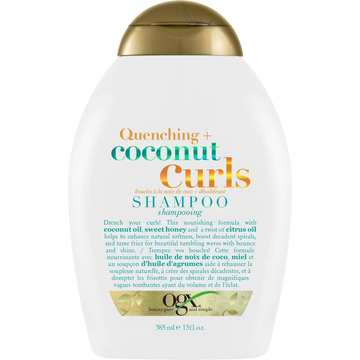 OGX Quenching + Coconut Curls Shampoo front package