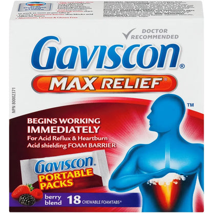 Gaviscon Max Relief Tablet Berry Blend front package