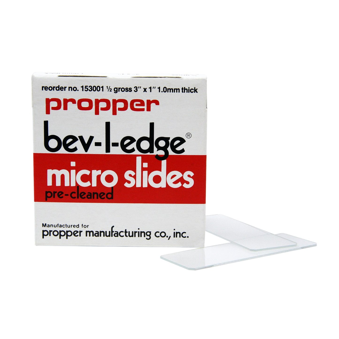 Bev-L-Edge Micro Slides, Clear, 1 mm (Box of 72)