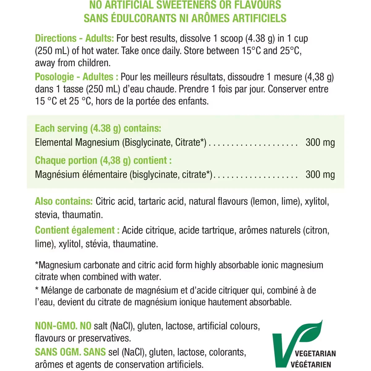 Jamieson Magnesium Bisglycinate Plus Citrate Powder Lemon-Lime Flavour product detail