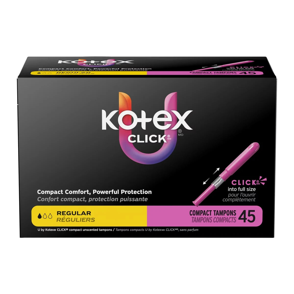 Kotex Click Compact Tampons, Regular, 45 ct 45 count product detail