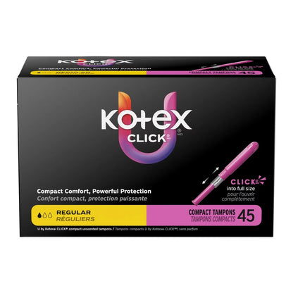 Kotex Click Compact Tampons, Regular, 45 ct 45 count product detail