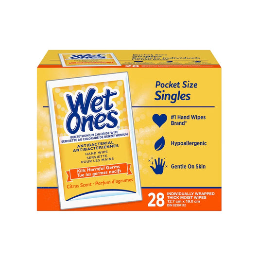 Wet Ones Antibacterial Hand Wipes, Citrus Scent Wet Wipes front package