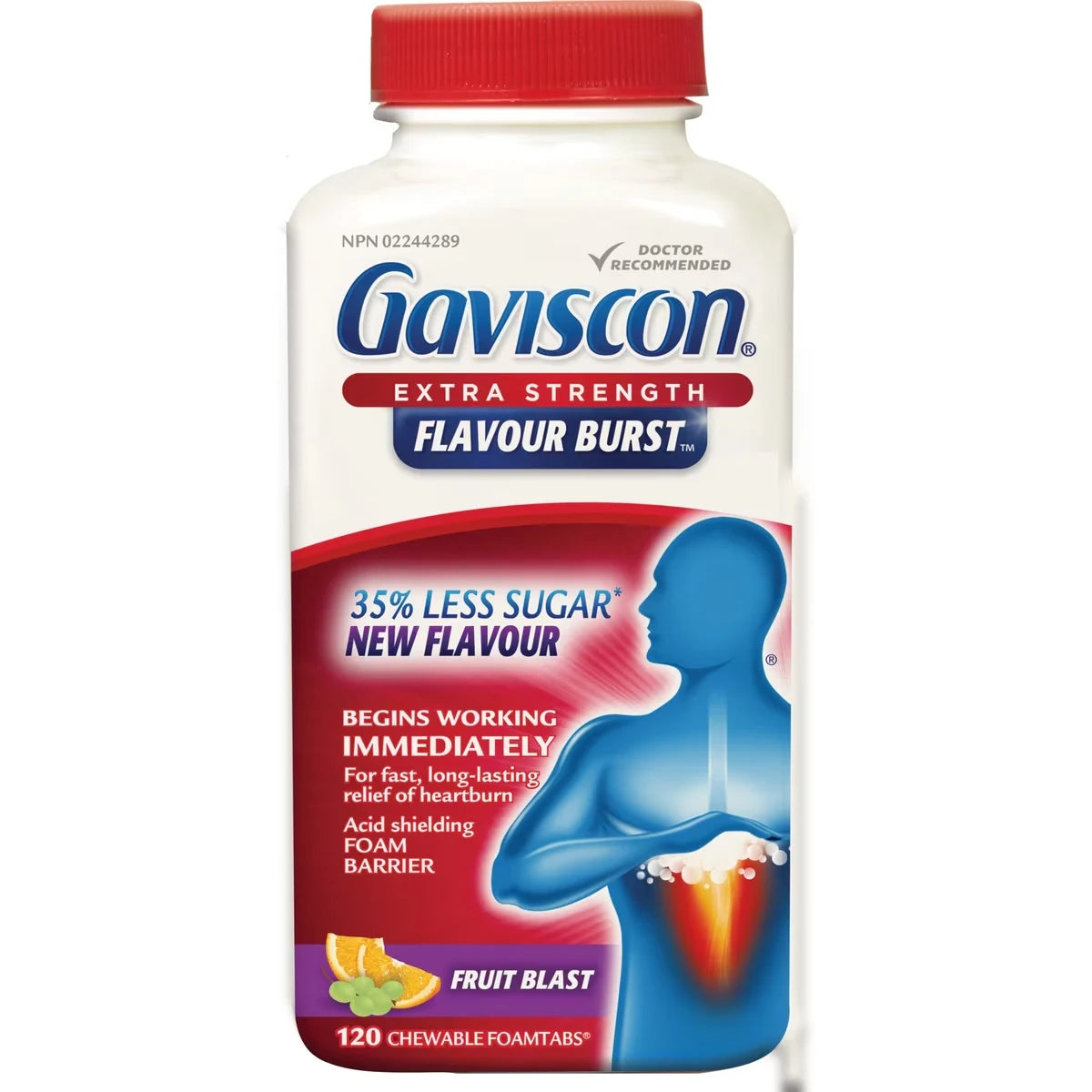Gaviscon Extra Strength Flavour Burst Tablet front package