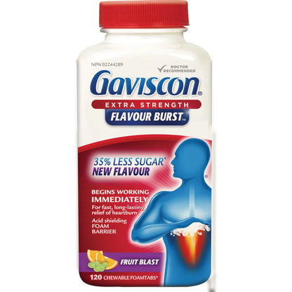 Gaviscon Extra Strength Flavour Burst Tablet front package