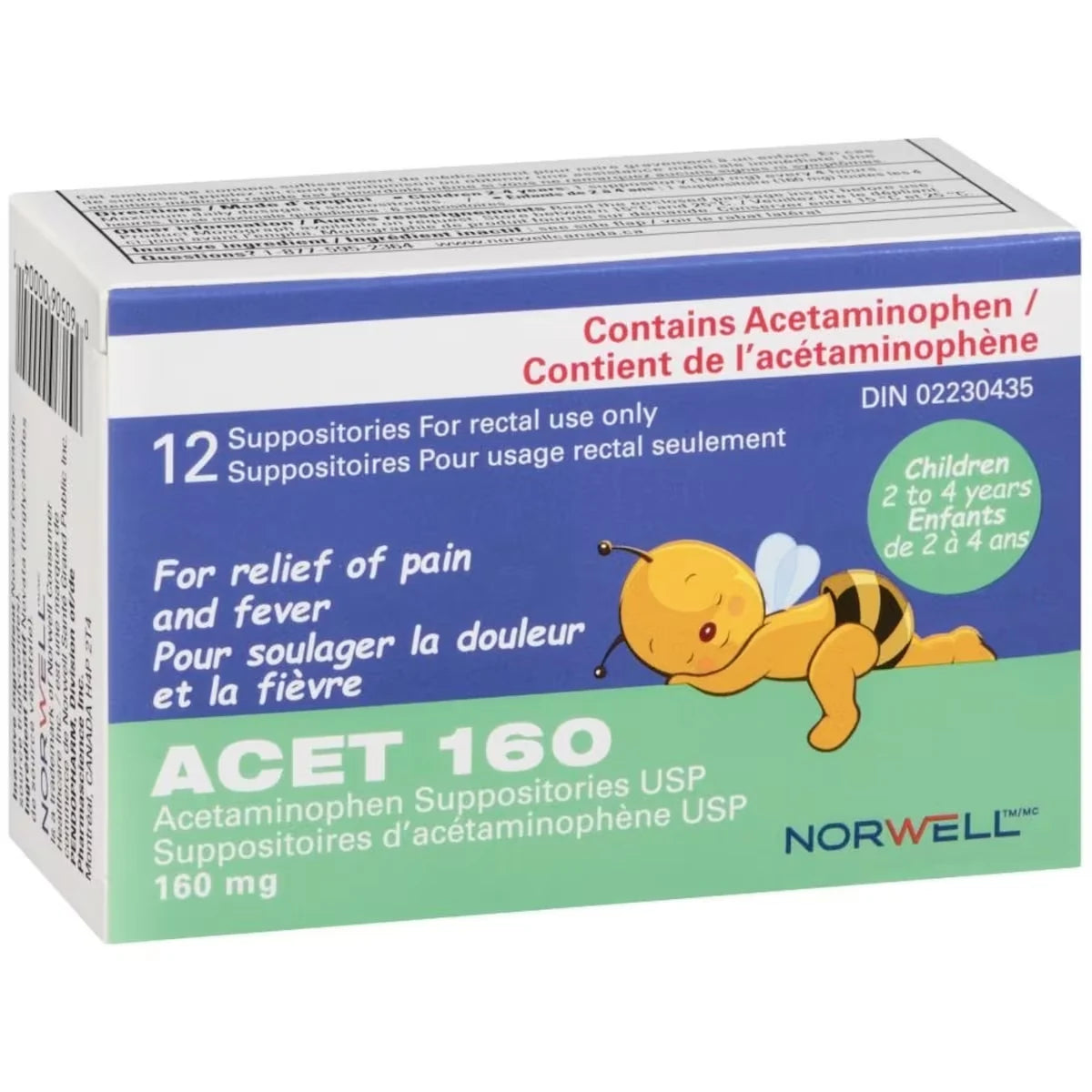 Acet Suppository for Fever & Pain 160mg front package