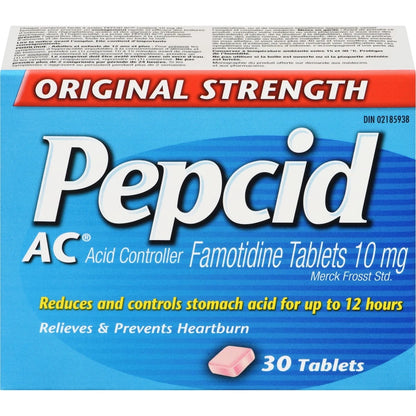Pepcid AC Tablets, Acid Reducer for Heartburn 30 ea front package