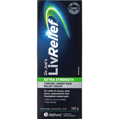 Livrelief Extra Strength Chronic Angry Pain Relief Cream 100g front package