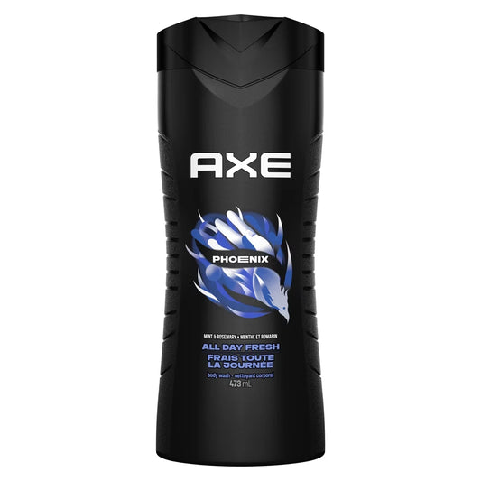 Axe Dual Action Body Wash For Long-Lasting Freshness Phoenix Crushed Mint & Rosemary Scent Men'S Moisturizing Shower Gel front package