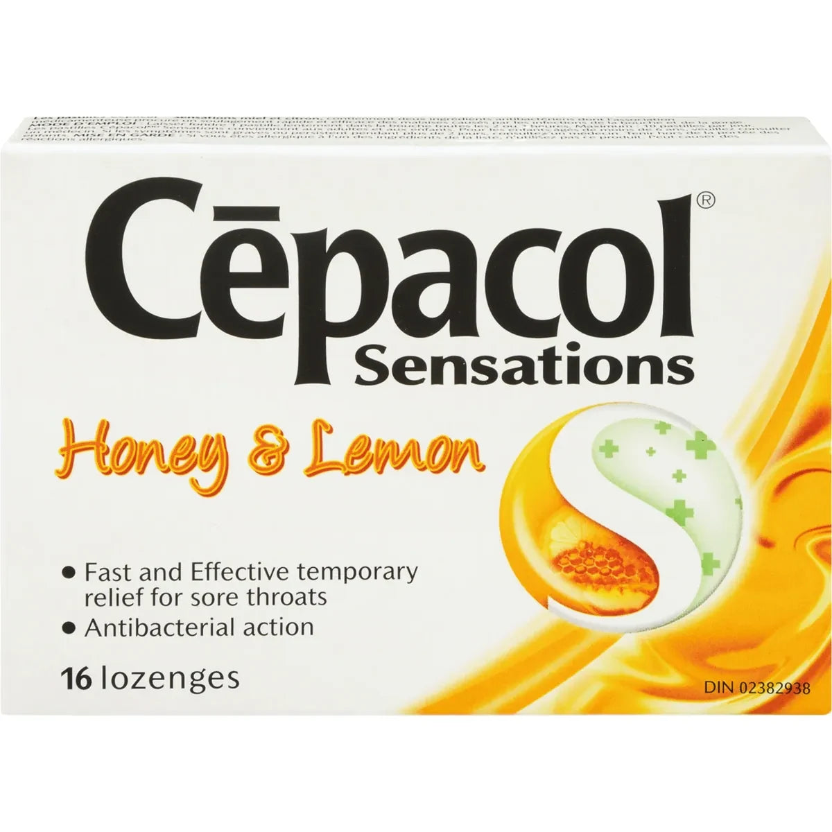 Cepacol Sensations Honey and Lemon, Sore Throat Lozenges, 16 ct 16 count front package