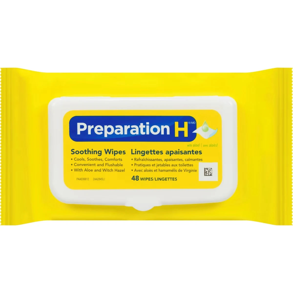 Preparation H Soothing Wipes for Hemorrhoid Cleansing with Aloe and Witch Hazel, Flushable, 48-Count front package
