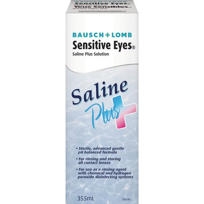 Bausch & Lomb Sensitive Eyes Saline Plus Solution 355 mL front package