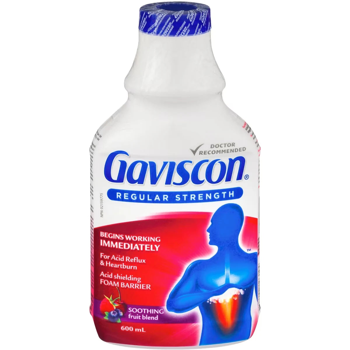 Gaviscon Regular Strength Liquid Soothing Fruit Blend front package