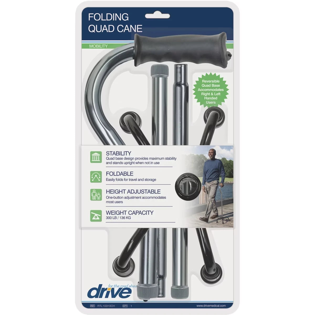 Drive Folding Quad Cane front package