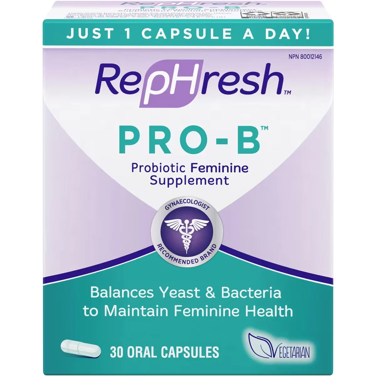Rephresh Pro-B Probiotic Feminine Supplement front package
