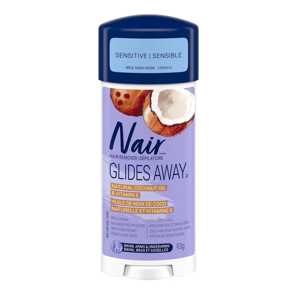 Nair Glides Away Sensitive Formula Hair Remover for Bikini front package