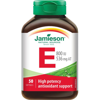 Jamieson Vitamin E 800 IU/536 mg at front package