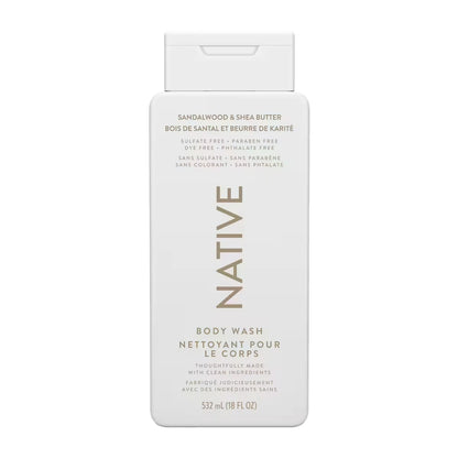 Native Natural Body Wash, Sandalwood & Shea Butter, Sulfate Free, Paraben Free front package