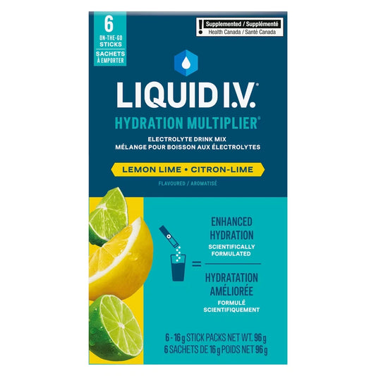 Liquid I.V Electrolyte Drink Mix Lemon Lime 6 CT 6 count front package
