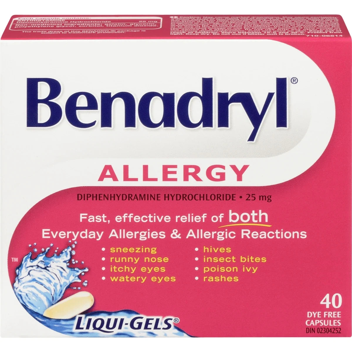 Benadryl Allergy Medicine Liqui-Gels 25 mg front package