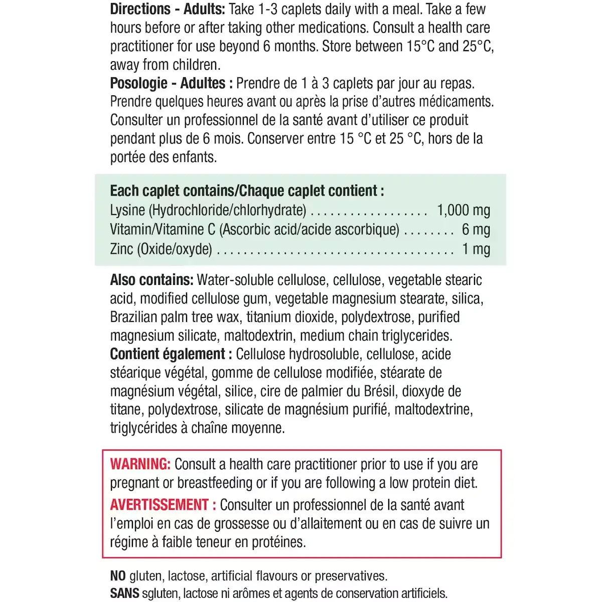 Jamieson Lysine + Zinc & Vitamin C 1000mg product detail