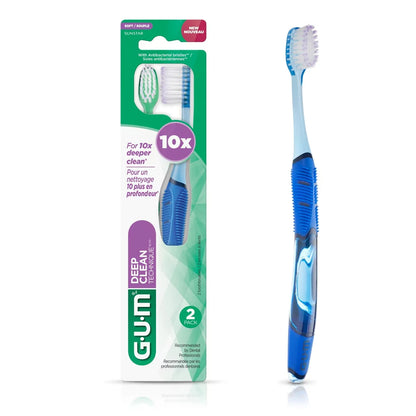 Gum TECHNIQUE® Deep Clean Toothbrush, Compact, Soft Bristles, 2 ct front package