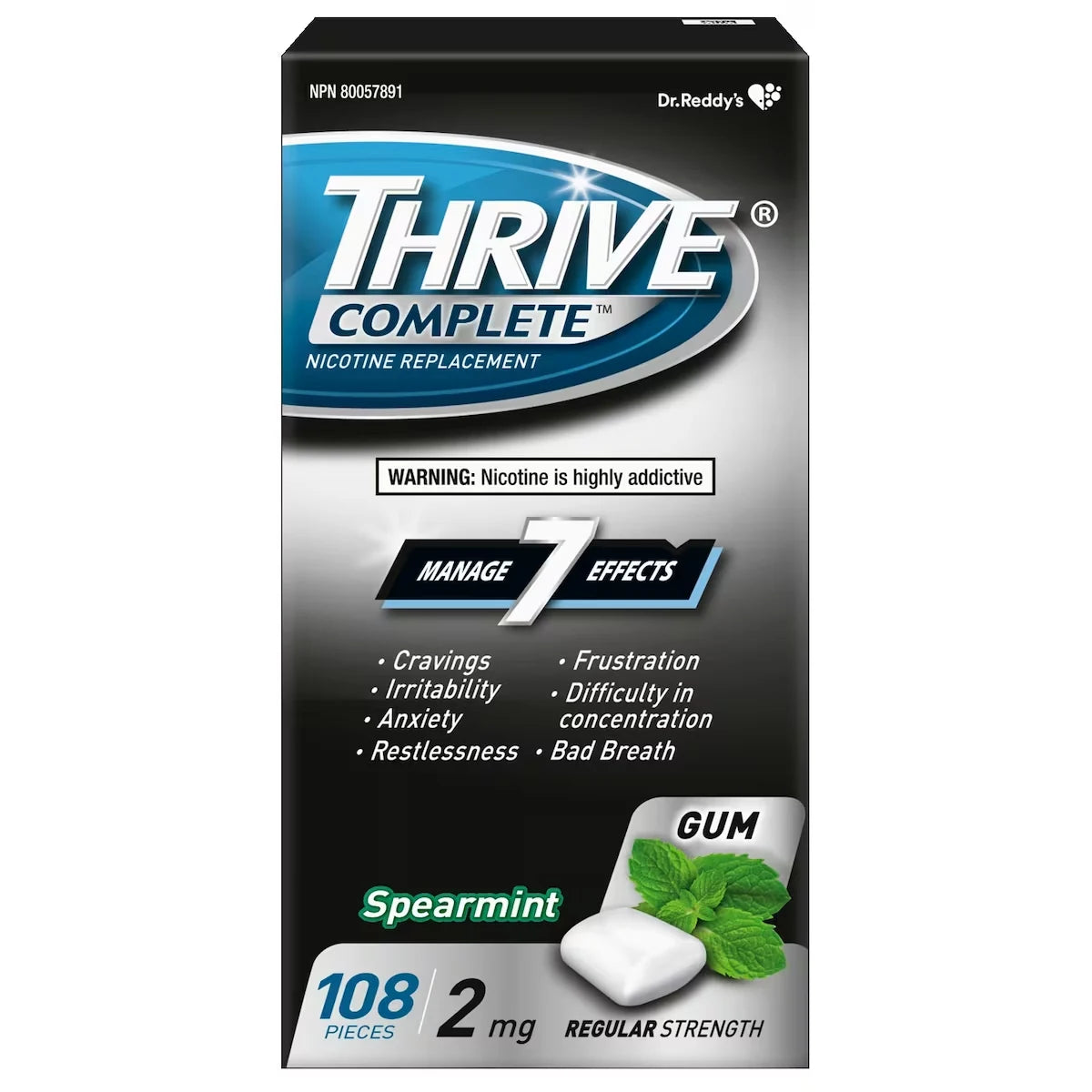 Thrive Complete 2mg, Gum, Spearmint front package