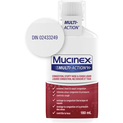 Mucinex Multi-ActionTM Congestion, Stuffy Nose & Cough Liquid, 180 Ml product detail