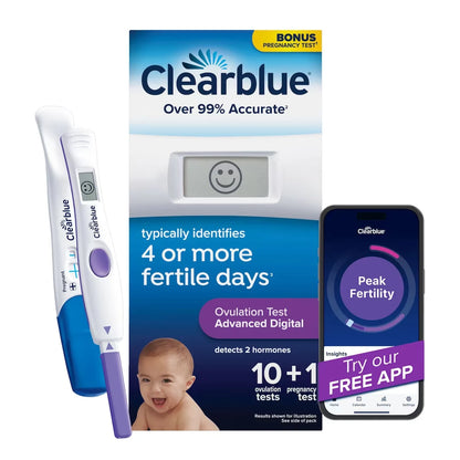 Clearblue Advanced Digital Ovulation Predictor Kit, 10 ovulation tests front package