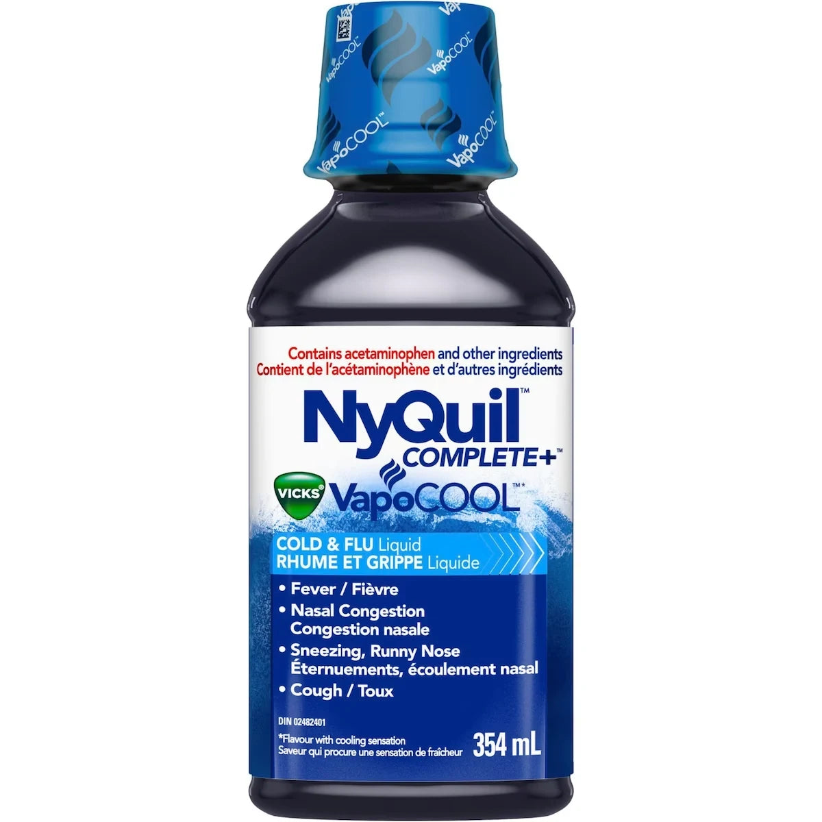 Vicks NyQuil COMPLETE plus VapoCOOL Cold, Flu, and Congestion Medicine, 354 mL product detail