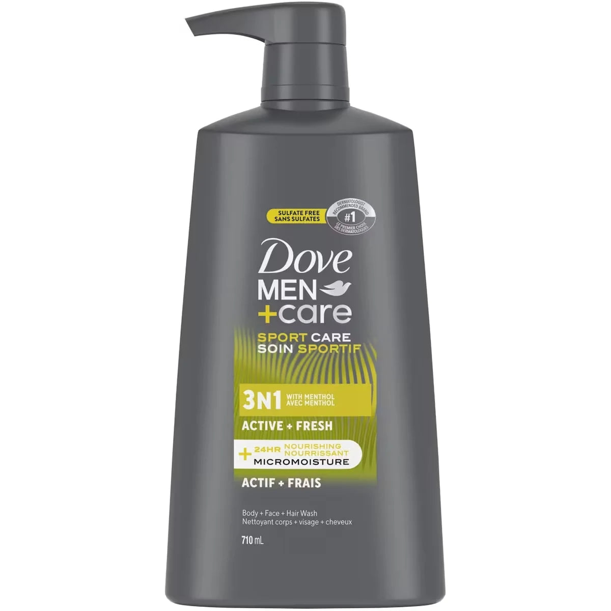 Dove Men+Care Re-energizing Active + Fresh 3N1 Body, 710 ml front package