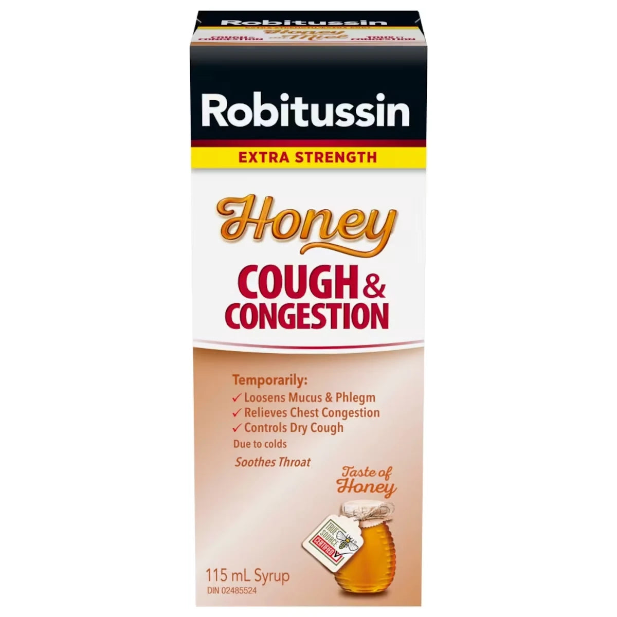 Robitussin Cough & Congestion Syrup Honey Extra Strength 115 ml front package