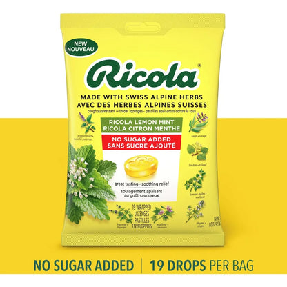 Ricola Lemon Mint No Sugar Added Throat Drops product detail