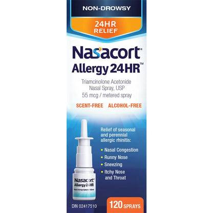 Nasacort Allergy 24hr 120 sprays 1 Bottle front package