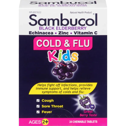 Sambucol Jr Chew Cold and Flu front package