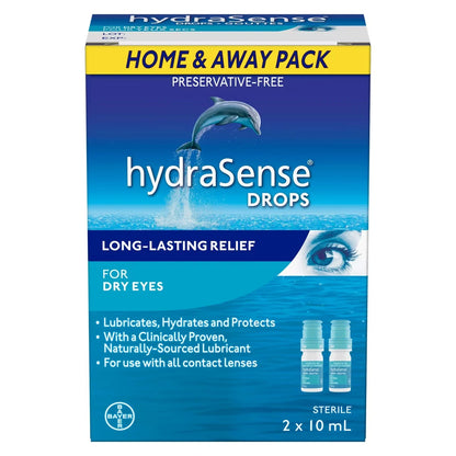 Hydrasense Eye Drops, 2 X 10 Ml front package