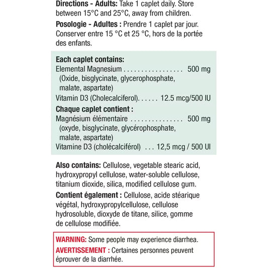 Jamieson Magnesium 500 mg + D3 500 IU product detail
