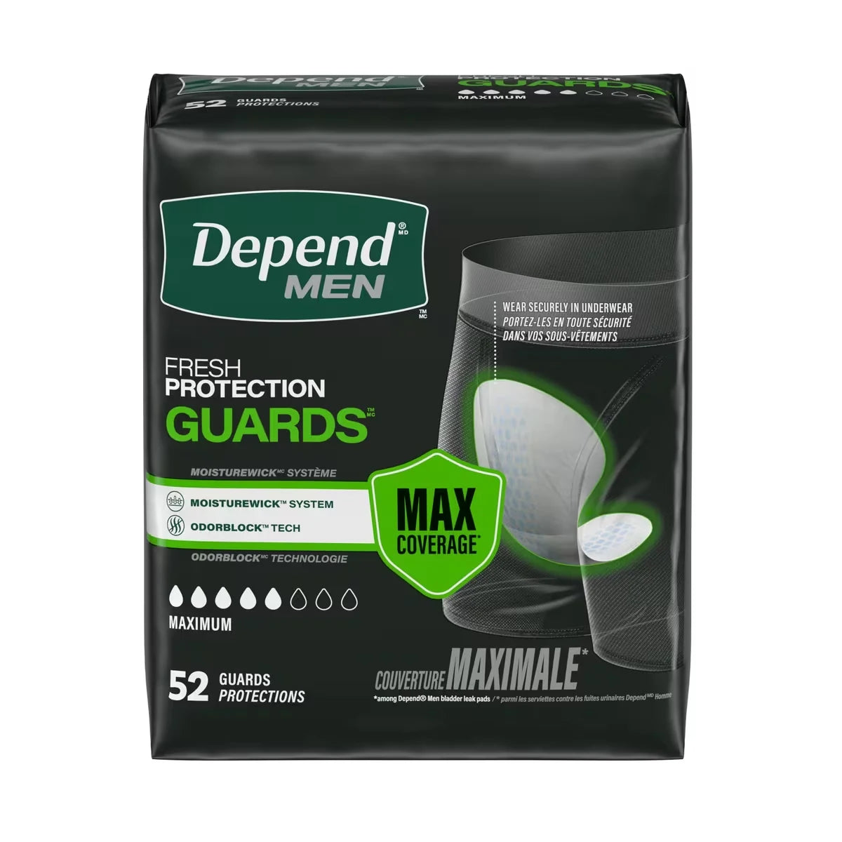 Depend Guards Incontinence Pads for Men, Maximum Absorbency product detail